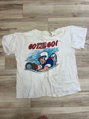 Vintage 90’s White "Go Speed Racer Go!" Graphic Tee